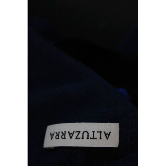 Aquazzura Womens Long Sleeve V Neck Striped Trim Sweater Navy Blue Wool Size XS - Picture 5 of 7